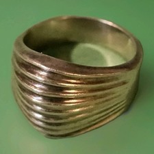 Vintage Taxco Mexico 925 Sterling Silver Wide Band Ring Modernist 10.85g