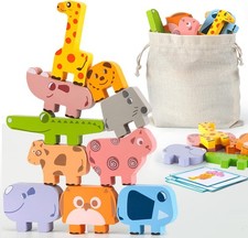 Montessori Toys for 2 3 4 Year Old Boys  Girls, Wooden Animal Stacking...