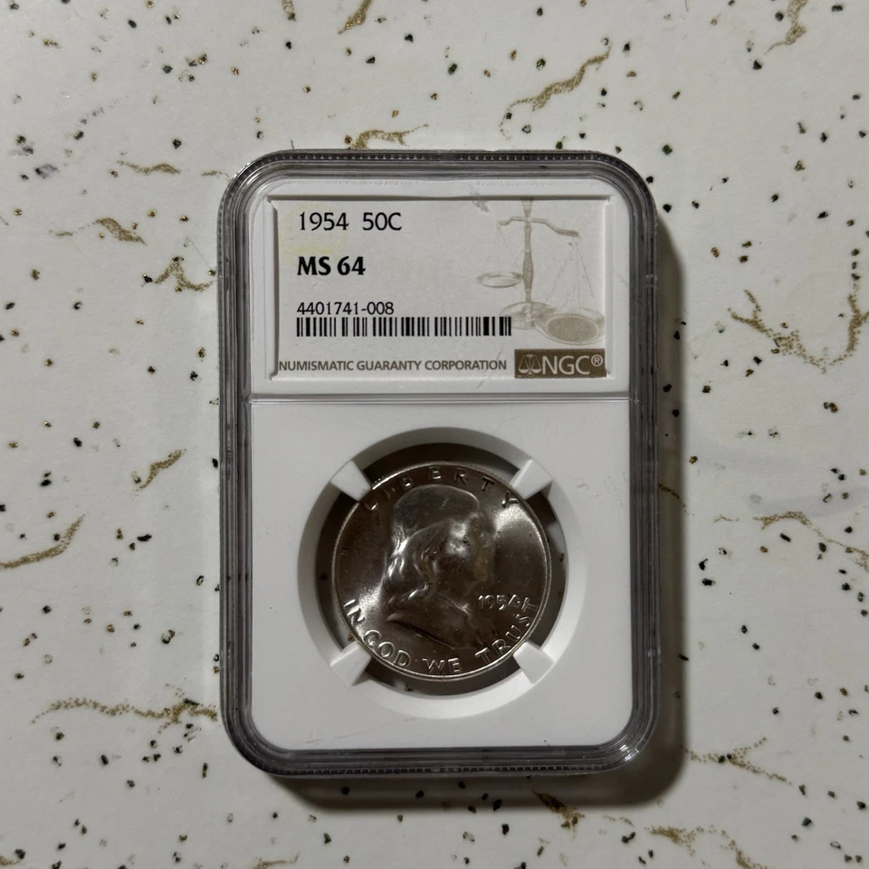 1954-D 50C FRANKLIN SILVER HALF DOLLAR NGC MS64 FBL #8137960-027 FULL BELL LINES - Image 2 of 2