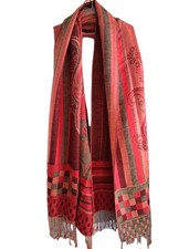 VTG 100 Pashmina Jamawar Shawl 72x28 Reversible Paisley Woven Boho Luxury Wrap