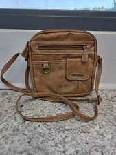 MultiSac North South Zip Around Crossbody Bag Brown Faux Leather