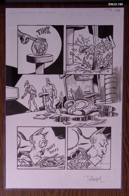 EARTHWORM Jim 2  Fight the Fish  /published ORIGINAL ART/DOUG TENNAPEL /EWJ2-150