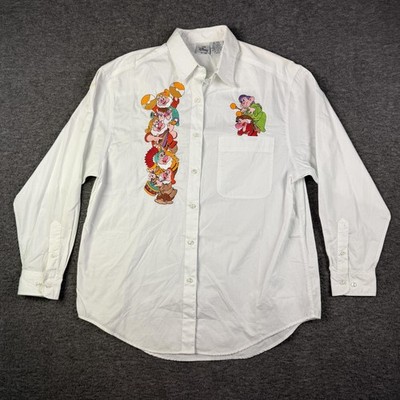 Vintage The Disney Store Shirt Women's L White Seven Dwarfs Snow White Cartoon