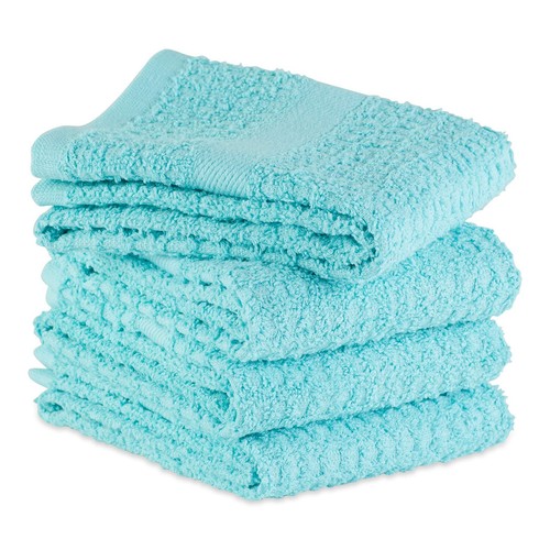 DII Basic Terry Collection Waffle Dishtowel Set, 15x26, Solid Aqua, 4 Piece - Picture 4 of 9