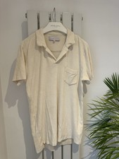 Orlebar Brown Cream Medium Towelling Cotton Polo RRP£145