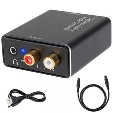 Digital Fiber Optical Coaxial To Analog 3.5mm Audio L/R Converter Adapter