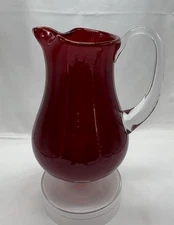 Vintage 11" Ruby Red Lead Crystal Pitcher – Made in Poland, 204266‑RD‑GB