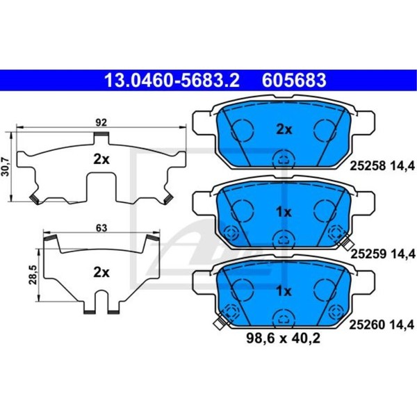 ATE BremsbeläGe Bremsbelegsatz Hinten System Akebono FüR Suzuki Baleno-image