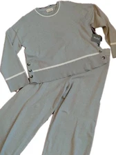 Anthropologie 2 Piece Lounge Set Sweater L XL Chunky Knit Gray Marled $159