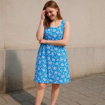 Draper James | Ruffle Dress In Blue Shadow Floral Large