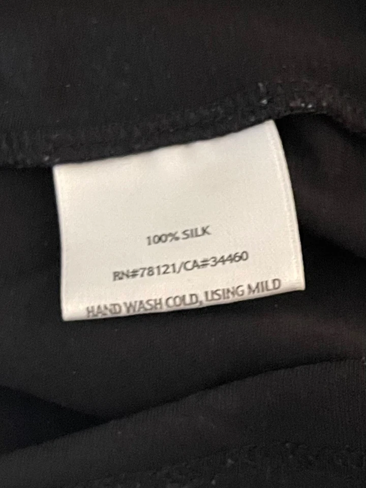 Blusa Top Camisa Eileen Fisher Negra 100% Seda Manga Larga Cuello Redondo Talla 2X Foto 4 de 4