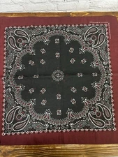 Hav-A-Hank Black Burgundy Paisley Bandana Handkerchief Cotton USA