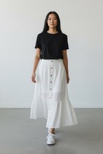 Kohl s White Maxi Skirt With Button Detail Size Medium NWT
