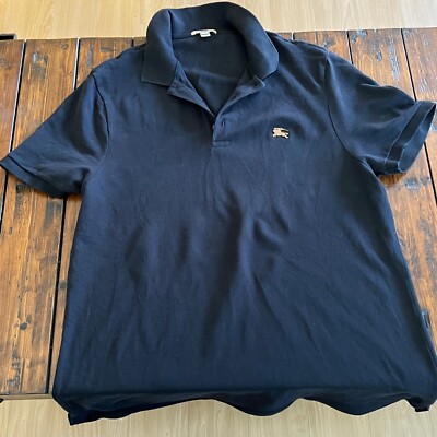 Genuine Burberry Mens Black Polo with RARE Metal logo Size Genuine Burberry Mens Black Polo with RARE Metal logo Size