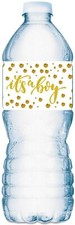 20 Gold It  s a Boy Oh Baby Water Bottle Labels Baby Shower Set of 20 Waterproof