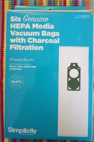 Sechs ORIGINAL Simplicity "Freedom" HEPA-Medien-Vakuumbeutel mit Kohlefilter... - Bild 1 von 4
