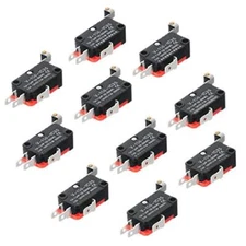 HiLetgo 10pcs V-156-1C25 Lead Limit Switch SPDT Switch Silver Base Roller Swing