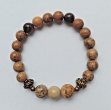 NEW 10MM PICTURE JASPER WITH 8MM JASPER BEADS AROUND, BUY ANY 2 GET 3RD FREE