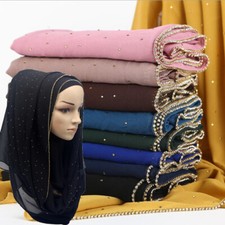 Women Shinny Muslim Hijab Plain Shawl Chiffon Long Scarf Scarves Wraps 24 Colors
