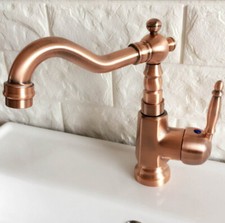 Antique Red Copper Bathroom Kitchen Bar Vessel Sink Swivel Faucet Tap snf397