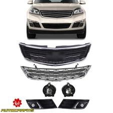 Fits 2013-2017 Chevrolet Traverse Front Upper Lower Grille&Fog Light&Bezels 6pcs
