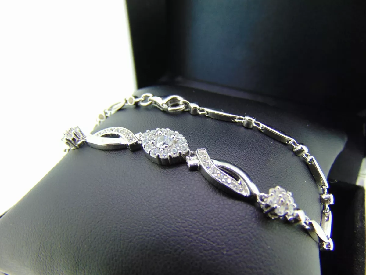 925 Sterling Silver Fancy CZ Bracelet SB043 eBay