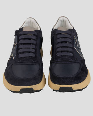 Kiton Blue Leather Suede Pl Sneakers Man | eBay display picture 1