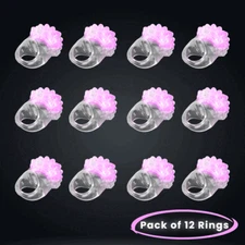 LED Light Up Flashing Pink Jelly Bumpy Rings - Pack of 12 By Party Glowz