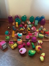 Used Lot of Shopkins Rubber Food Shoes Toiletries Shopping Bags   all included