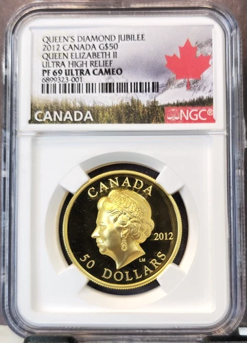 2012 CANADA GOLD 50 DOLLARS QUEENS DIAMOND JUBILEE NGC PF 69 ULTRA CAMEO RARE