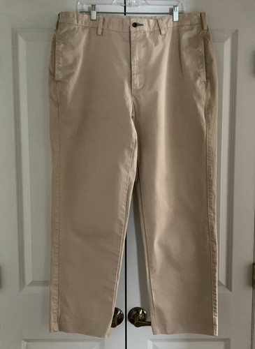 Cotton Canvas Pants Flat Front Beige 