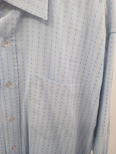 Linea Dome Shirt Men's XL 17-17.5 Baby Blue Striped Chemise Casual Dress Preppy - Picture 3 of 6