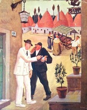 § ILLUSTRAZIONE A COLORI DA RIVISTA ANNI '30 - L'OROLOGIO