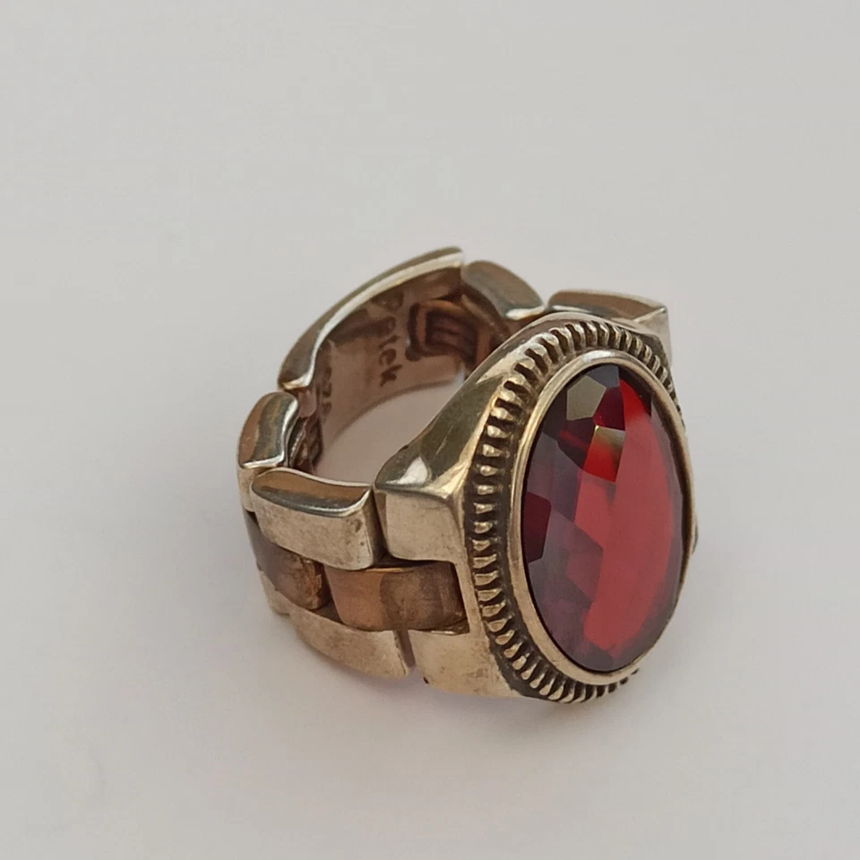 Pulseira de relógio anel masculina retrô prata 925 bronze jejum vermelho vintage 9,25 presente feminino - Imagem 4 de 4