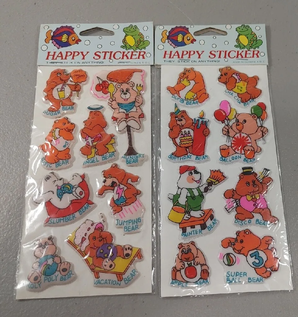 Puffy Stickers 3d Happy Sticker Bears Made In Taiwan Lot