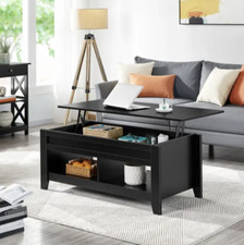 47.5" Lift Top coffee table with 2 storage BLACK living room furniture