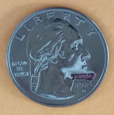 2024 REAL Quarter Dollar Collector Coin TRUMP Private Die Counterstamp # 1445Q24