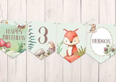 Jungle Safari Birthday Bunting Banner Woodland Safari Birthday Party Decoration Wild one 1st Jungle Birthday Party Supplies - 15