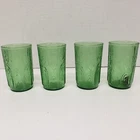 Vintage Anchor Hocking Green "wood grain" Tumbler Glass - Set of 4
