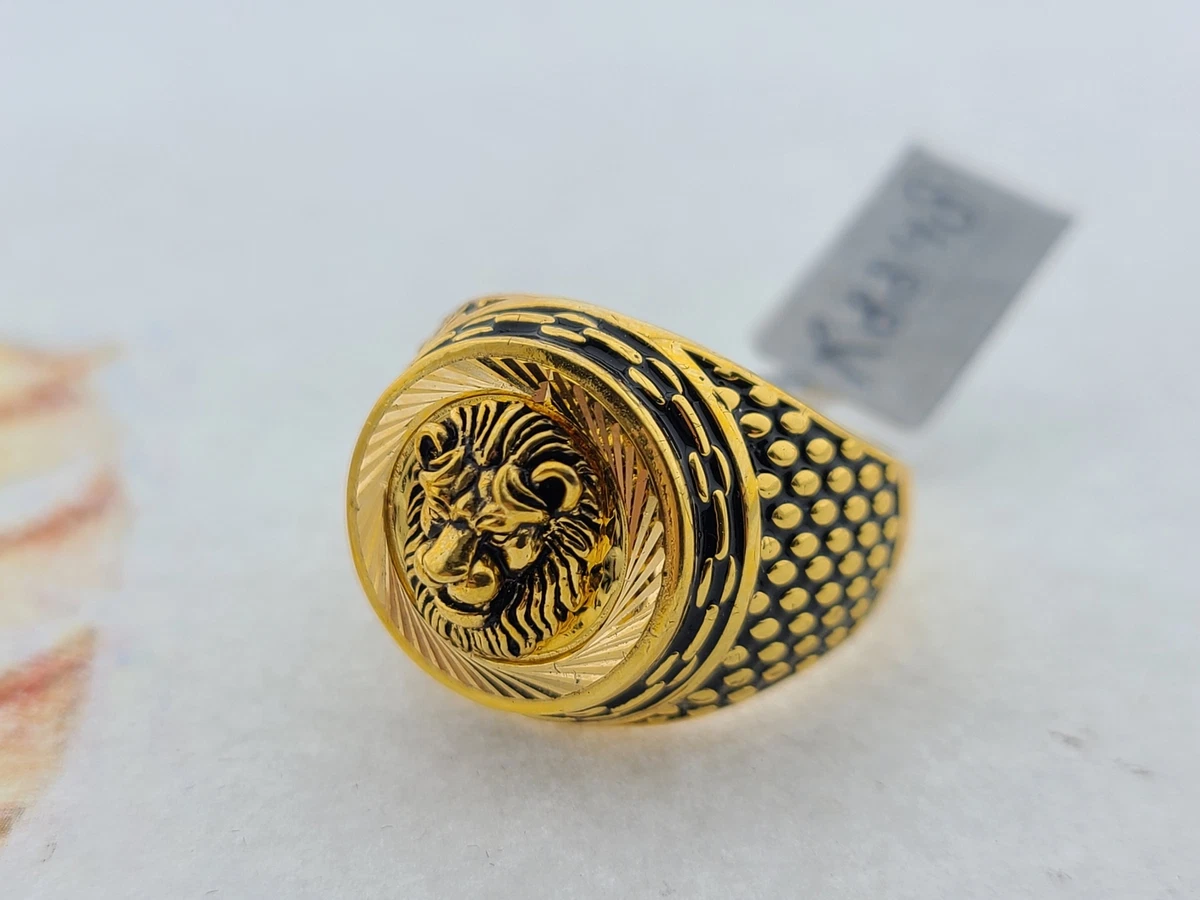 Mens Lion Ring Stainless Steel Cross Fashion Jewelry Gold Lion Head Band  for Men | eBay