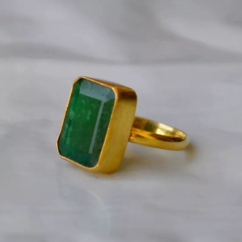 Green Brass Goldplated Panna emerald Finger ring, Size: One Size at Rs 500  in Jaipur