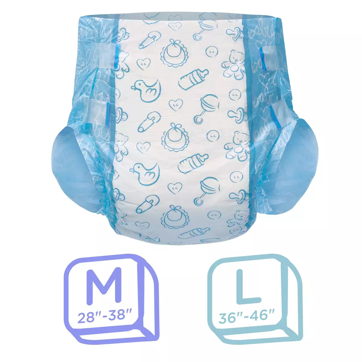 Little For Big - NURSERY BLUE -bunte Windeln für Erwachsene Adult Baby Folie L