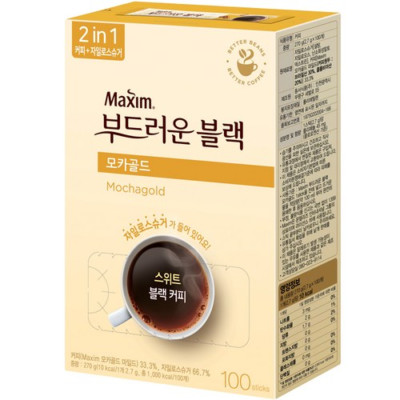 Maxim Mocha Gold Sweet Black Coffee Mix, 2.7g x 100 Sticks, 1EA