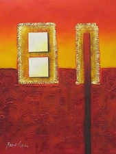 "Rectangular Sunset" Original Hand Painted 20"x24" Oil Painting Abstract Art