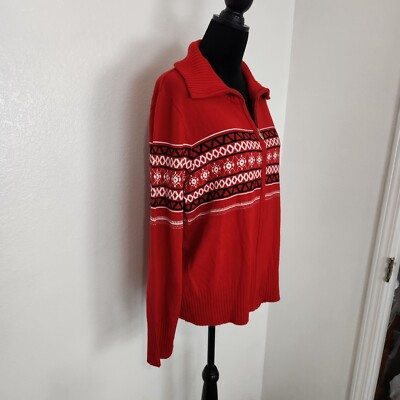 Josephine Chaus Sweater Shirt Top Blouse Zip-Up Collared Neck