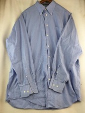 Nautica Men Size 34/35 Collared Dress Shirt/Blue/White Pinstripe/Button-Down
