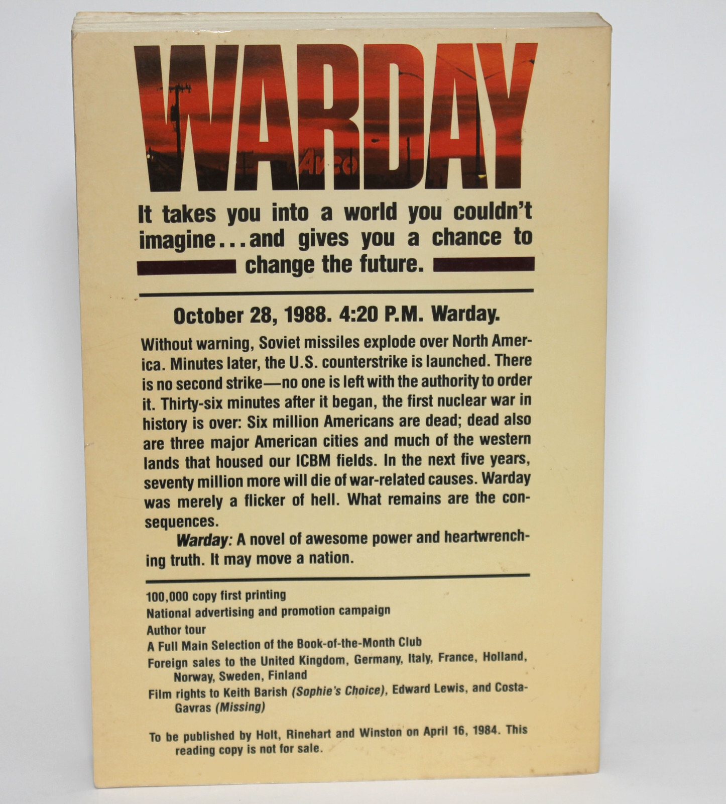 WAR DAY by Whitley Strieber & James W. Kunetka ARC Uncorrected Proof 1984 TPB