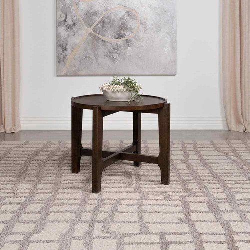 Cota 26.25 in. Dark Brown Round Solid Wood End Table - Picture 6 of 6