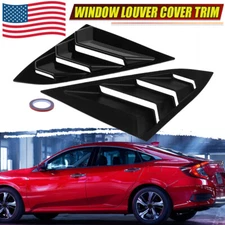 For Honda Civic 2016-2021 Rear Glossy Black Quarter Panel Window Louver Cover