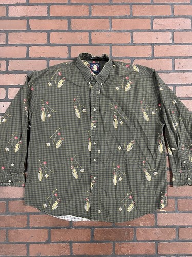 Gant, Gant Salty Dog Shirt Button Down Golfer AOP Men’s XL VTG 90s Purple Green Cott